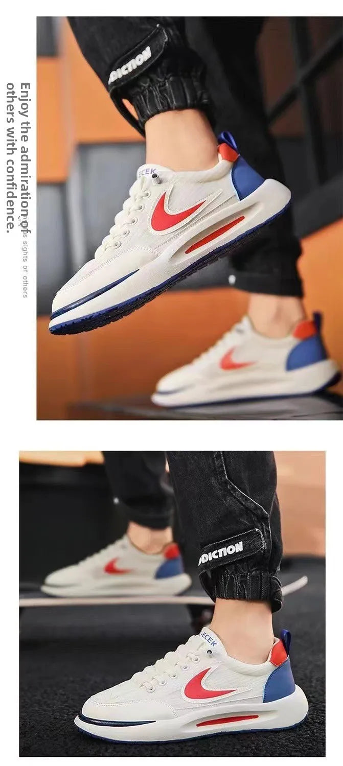 Comfortable Breathable Mesh Sports Shoes, Men's Casual Style, Lightweight Versatile Plain Color, Spring Summer Autumn Seasonal Wear