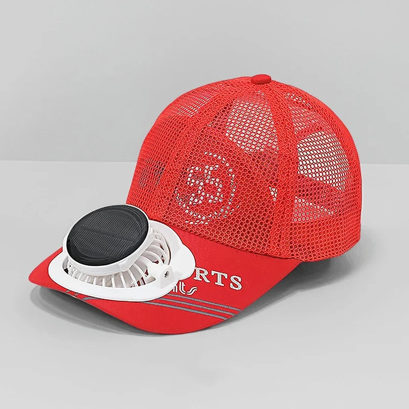Solar Powered Charge Fan Baseball Cap Adults Summer Outdoor Camping Fishing Sun Shading  Duck Tongue Mesh Cap Father's Day Gifts