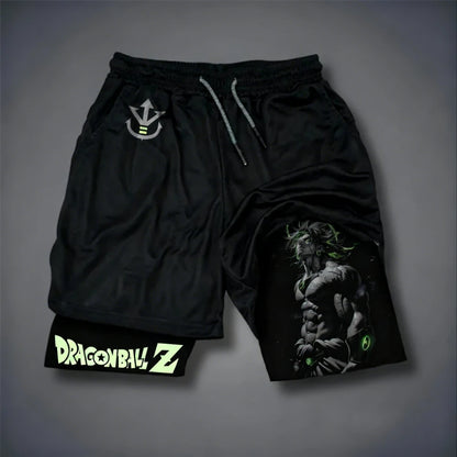 Dragon Ball Son Goku 2026 Men's Quick-Drying Double-Layer Gym Shorts Summer Fitness Sports Y2K Style Fake Two-Piece Pants
