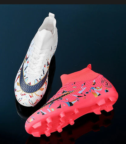 Professional Soccer Shoes Men Outdoor High-Top Sports Football Boots Boots Ag/Fg Long Spikes Artificial Grass Training Match