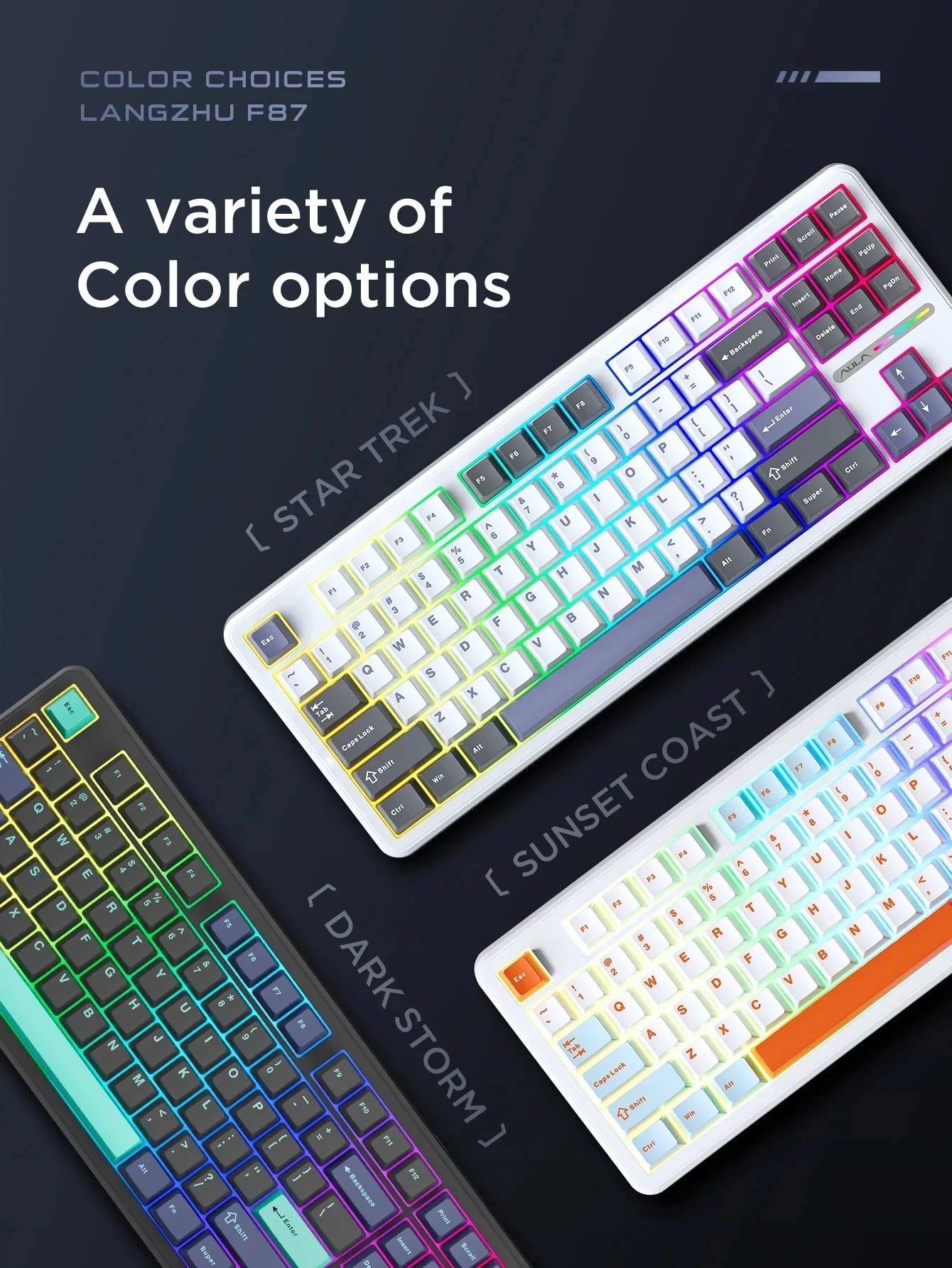 AULA F87 Pro mechanische Tastatur 2.4g/Usb/Bluetooth Tri-Mode Wireless, 87 Tasten, RGB, PBT, Gasket, 5-lagige Schalldämpfung, Full-Key, No Impact