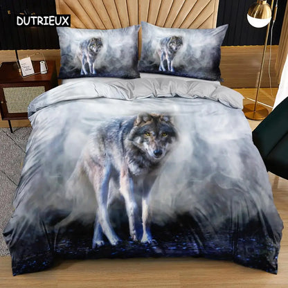 Σετ κλινοσκεπασμάτων 3D Wolf σε μαύρο και λευκό, με ονειροπαγίδα και tribal έθνικ στυλ, παπλωματοθήκη για εφήβους, ενήλικες, γυναίκες και άνδρες, διακόσμηση υπνοδωματίου