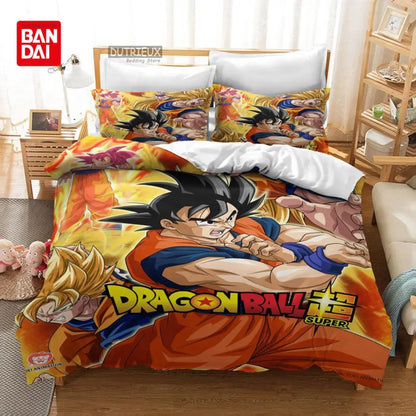 Bandai Animie Dragon Ball Bedding Set Goku Duvet Cover Quilt Cover Queen King Bedroom Home Textile Children Kids Boys Adult Gift