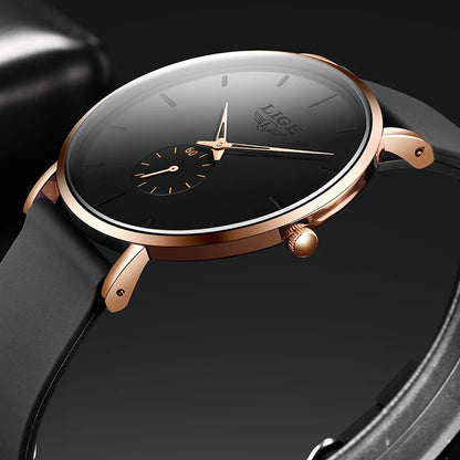 LIGE Herrenuhr – Sportlicher und trendiger Stil, Luxusmarke, wasserdicht, schlichtes und ultradünnes Design, Quarzuhr für Herren