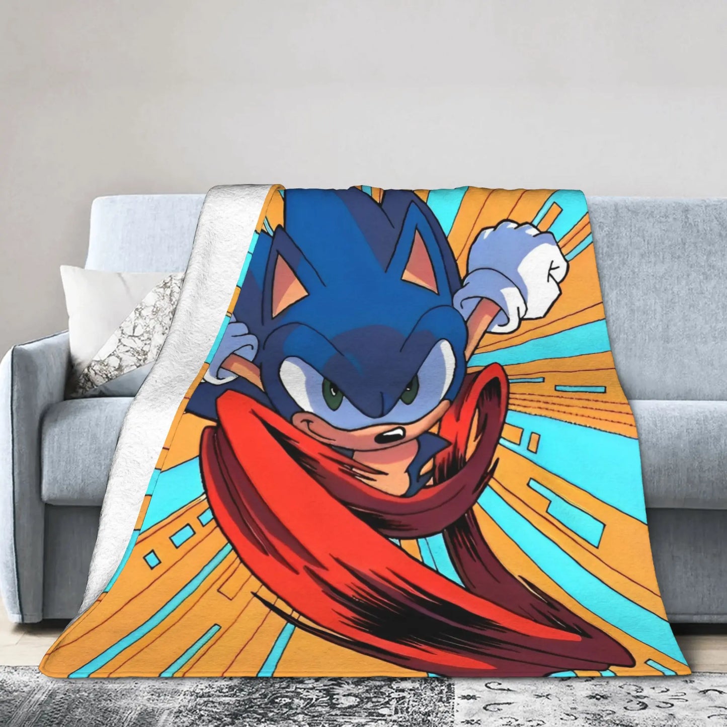 Shadow Game Blanket Soniced Cartoon Flannel Throw Blankets Summer Air Conditioning Decoration Lightweight Bedspreads