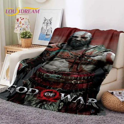 God of War Games Kratos Cartoon Soft Flannel Blanket for Beds Bedroom Sofa Picnic,Throw Blanket for Cover Outdoor Leisure Gift