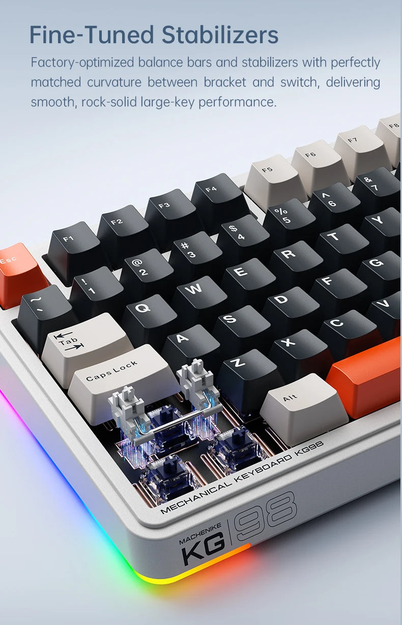 MACHENIKE KG98 Tri Mode Mechanical Keyboard 10000mAh Bluetooth Full Size Wireless Gaming Keyboards For PC Laptop Gamer