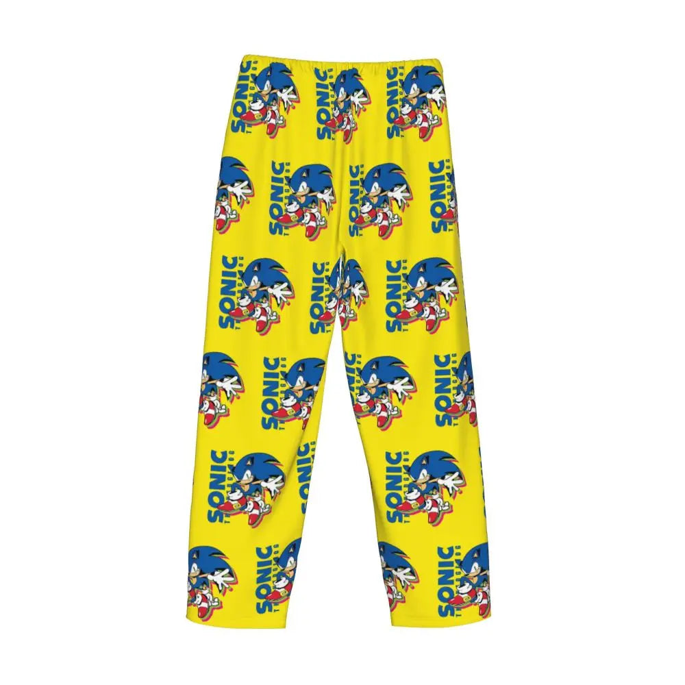 Custom Print Men's Soniced Pajama Pants Hedgehog Game Sleepwear Sleep Lounge Bottoms with Pockets