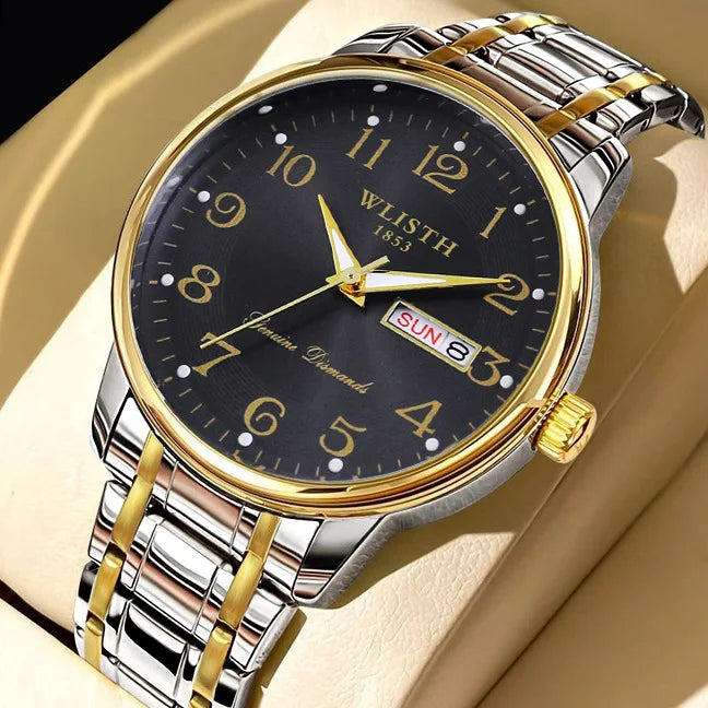 Luxusuhr für Damen, Quarzuhr, digitale Armbanduhr, wasserdicht, mit Kalender und Leuchtanzeige; modischer und professioneller Stil, auch für Herren geeignet.