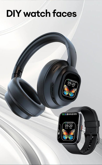 Auriculares inalámbricos Bluetooth con pantalla táctil LCD AI – Headset gaming con cancelación de ruido ANC, graves profundos y micrófono HD