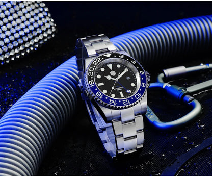 San Martin Luxury GMT Hangzhou 6460 Men's Automatic Mechanical Watch Business Sports Waterproof 200m Sapphire Full Luminous SN0016