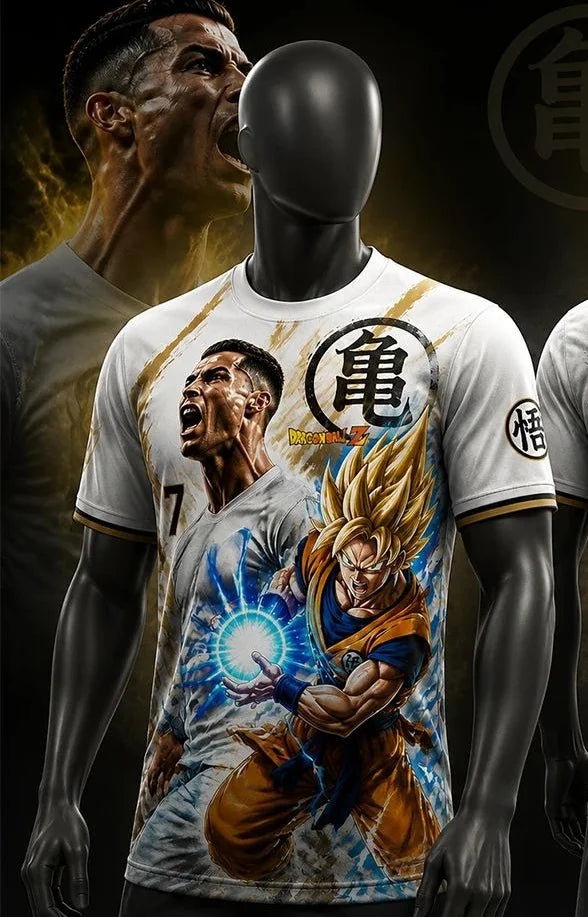 New Super Saiyan Dragon Ball/ Ronaldo #7 AI Special Edition Short Sleeve Tee Kids/Youth Oversized Breathable Quick Drying Jersey