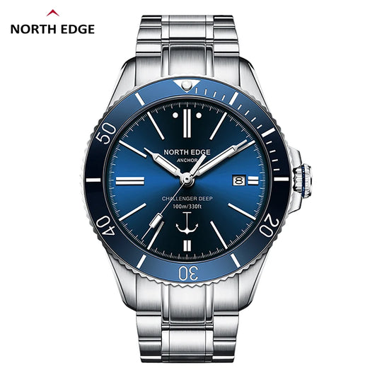 NORTH EDGE 42mm Men's Mechanical Wristwatch Luxury Sapphire Glass MIYOTA 8215 Automatic Watches 10bar Waterproof Watch Men ANCHOR