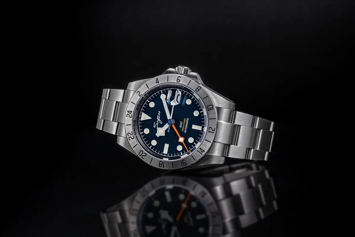 SEESTERN GMT Retro Watch for Men NH34 Automatic Movement Mechanical Wristwatches Sapphire Crystal Fine-tuning Pull Button S436