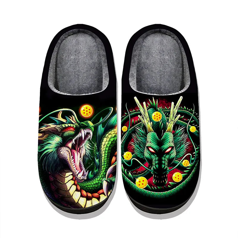 Anime Dragon Ball Plush Slippers Goku Vegeta Winter Fuzzy Warm Cotton Shoes Cute Cosplay Men Home Indoor Non-Slip Slipper Gifts
