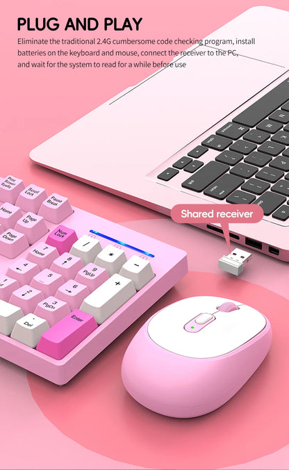 NexusClick kabelloses Gaming- und Office-Tastatur-Maus-Set, intelligente Energiesparfunktion, Full Size, 104 Tasten, 1600DPI einstellbar, USB für Laptop und PC