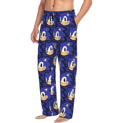 Custom Print Men's Soniced Pajama Pants Hedgehog Game Sleepwear Sleep Lounge Bottoms with Pockets