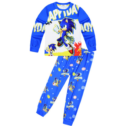 Sonic New Spring Autumn Children's Pajamas Boys and Girls Cartoon Long Sleeve Clothes Toddler Cotton Pajama Set Hedgehog Gift