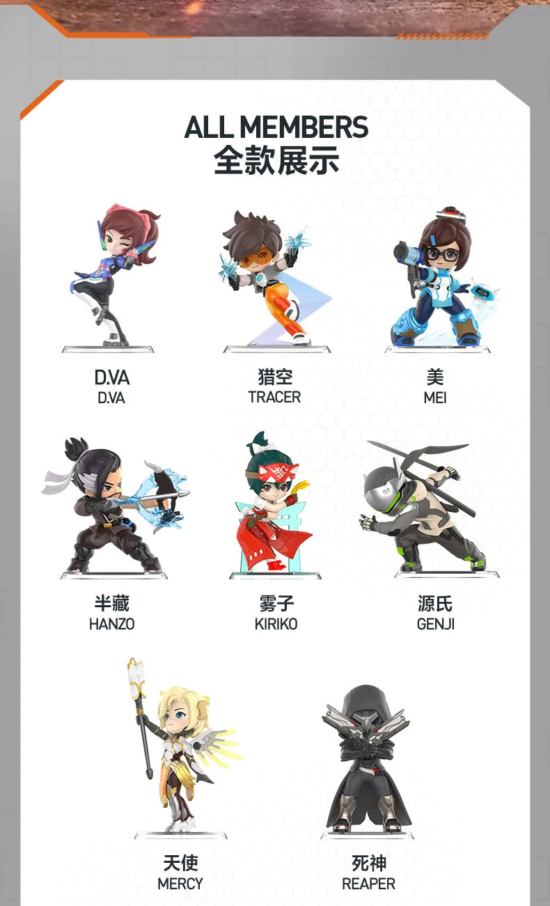 POP MART Overwatch Play of the Game Series Original-Blind-Box Überraschungs-Mystery-Box Niedliche Anime-Actionfiguren Ornamente Figuren