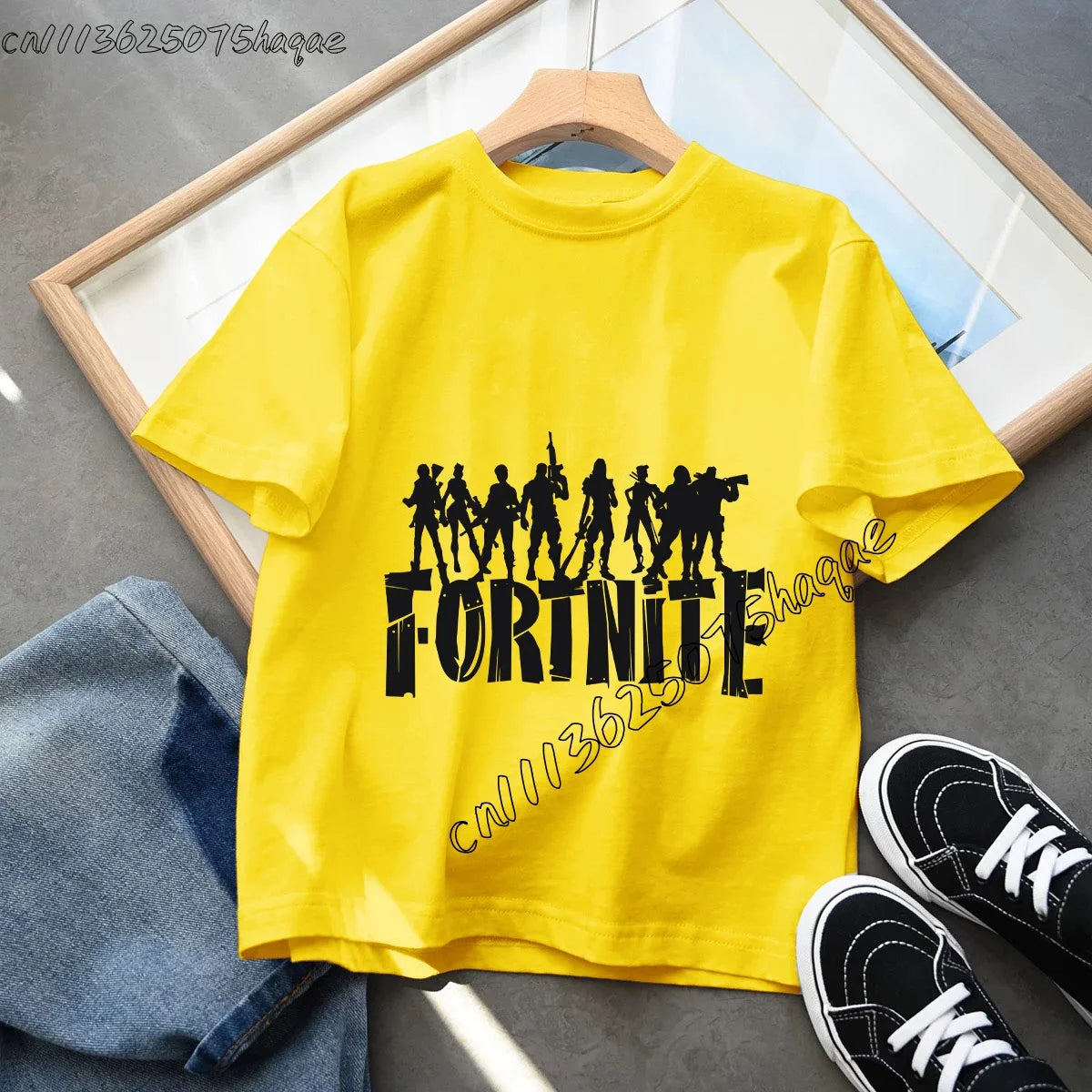 T-shirt infantil de verão Fortnite Bottle Royale — T-shirt de aniversário e festa para menino, manga curta em algodão