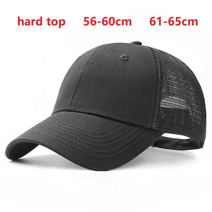 Unisex Quick Dry Big Head Mesh Baseball Cap Adjustable plus Size Summer Snapback Hat Comfortable Breathable 56-65cm