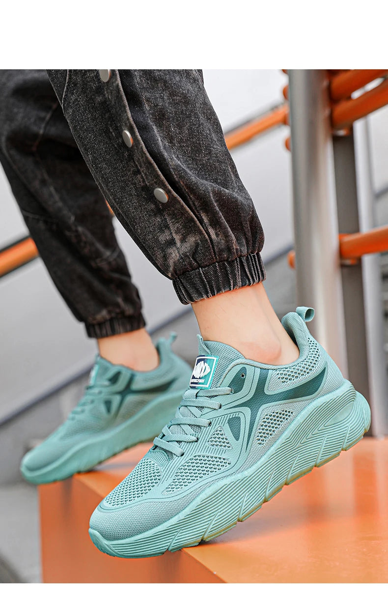 Fashion Platform Men's Running Shoes Trendy Casual Knit Breathable Orange Sneakers Men Outdoor Sports Non-slip Jogging Shoes Man