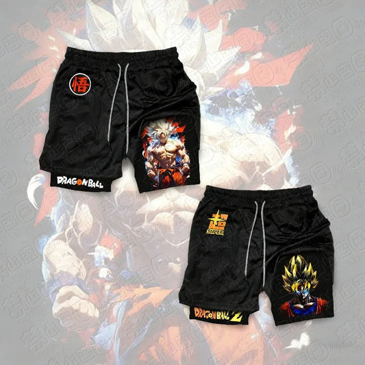 Dragon Ball Anime GOKU Peripheral Printed Double Layer Shorts 2026 Latest Spring and Summer Sports Men's Loose Breathable Pants