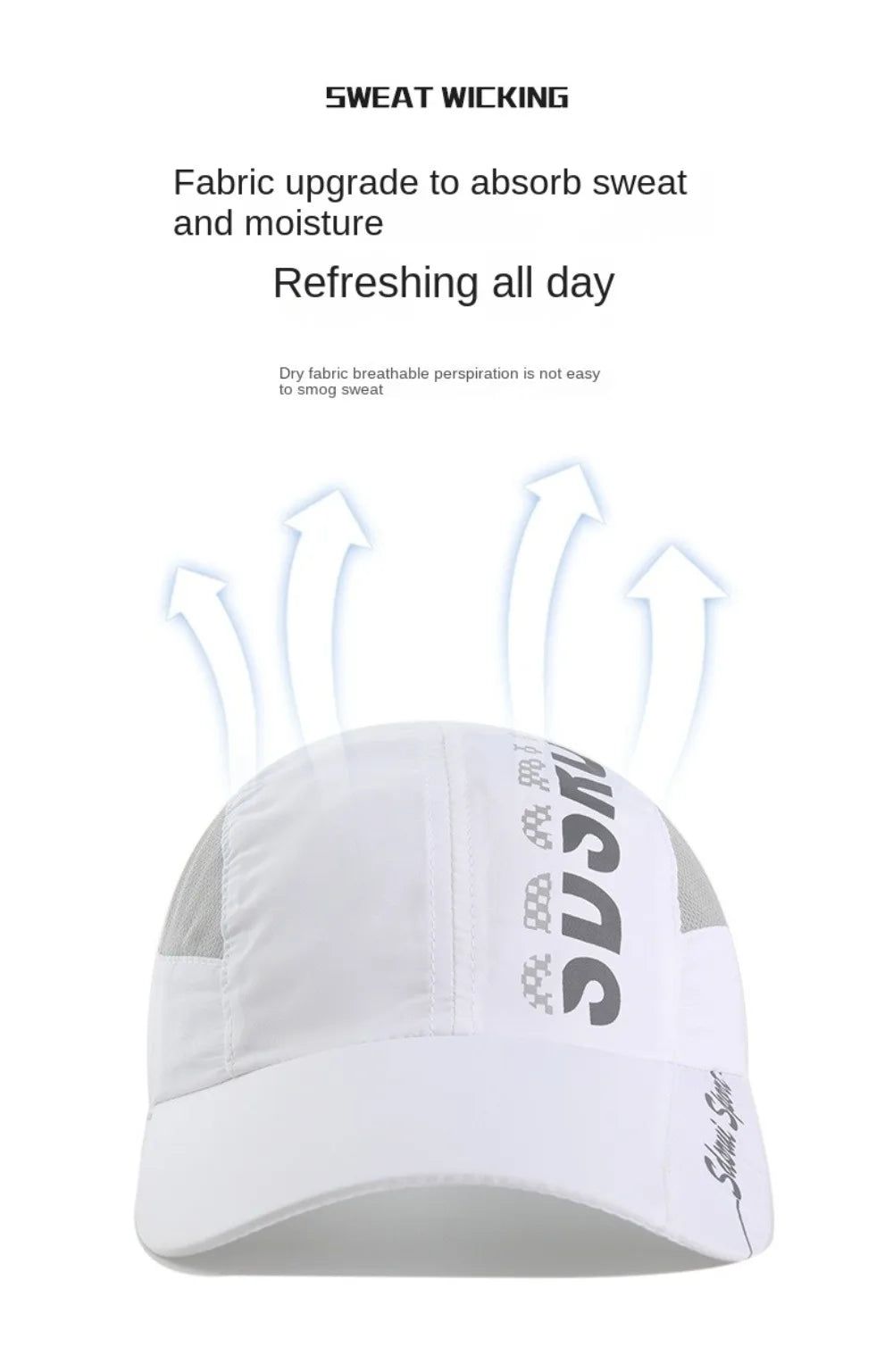 Unisex Wide Brim Mesh Baseball Cap Breathable Quick-drying Peaked Cap Adjustable Hip Hop Hats Outdoor Sports