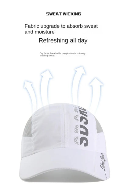 Unisex Wide Brim Mesh Baseball Cap Breathable Quick-drying Peaked Cap Adjustable Hip Hop Hats Outdoor Sports