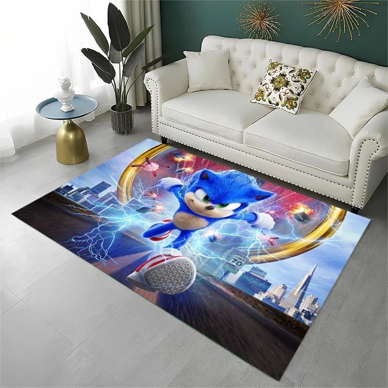 Classic Game S-Sonic Cartoon Non-Slip Area Rug for Living Room,Bedroom,Playroom,Soft Carpet Floor Mat Home Decor Rug Kids Room