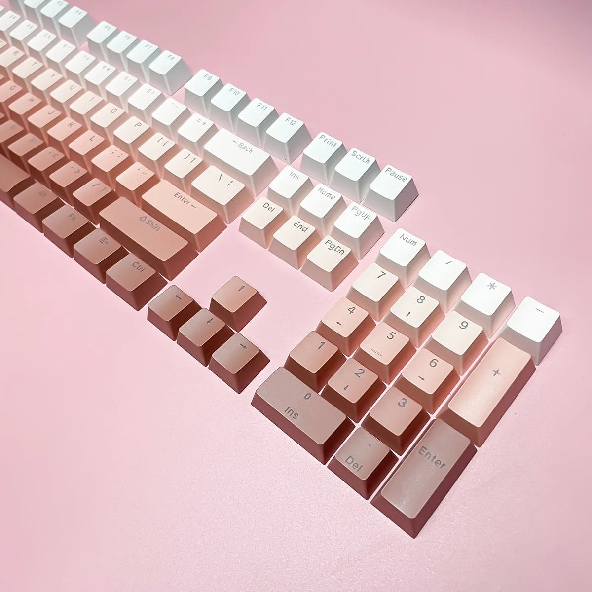 RGB-Gamer-Tastenkappen mit Farbverlauf-Hintergrundbeleuchtung für mechanische Tastaturen mit MX-Switches, OEM-Profil, PBT-Keycaps, Weiß/Blau, ISO-Layout, DIY-Tastenkappen
