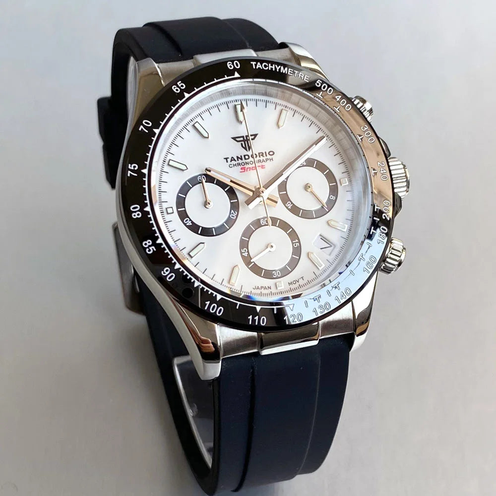 Reloj de lujo para hombre VK63 con movimiento de cuarzo, cronógrafo de negocios, 39mm, acero/oro rosa, fecha, esfera luminosa y cronógrafo completo