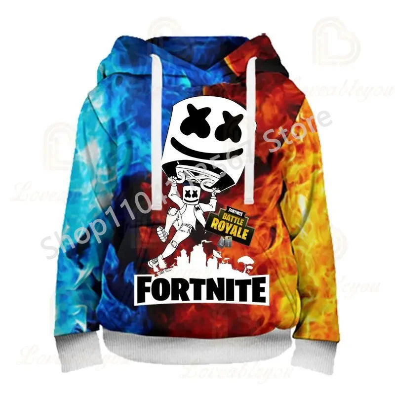 Llama Battle Royale F-Fortnited Kapuzenpullover mit 3D-Print für Herren, Damen und Kinder, Sweatshirt für Jungen, Mädchen und Kids, Streetwear-Pullover, grüne Oberteile