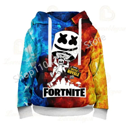 Llama Battle Royale F-Fortnited Kapuzenpullover mit 3D-Print für Herren, Damen und Kinder, Sweatshirt für Jungen, Mädchen und Kids, Streetwear-Pullover, grüne Oberteile