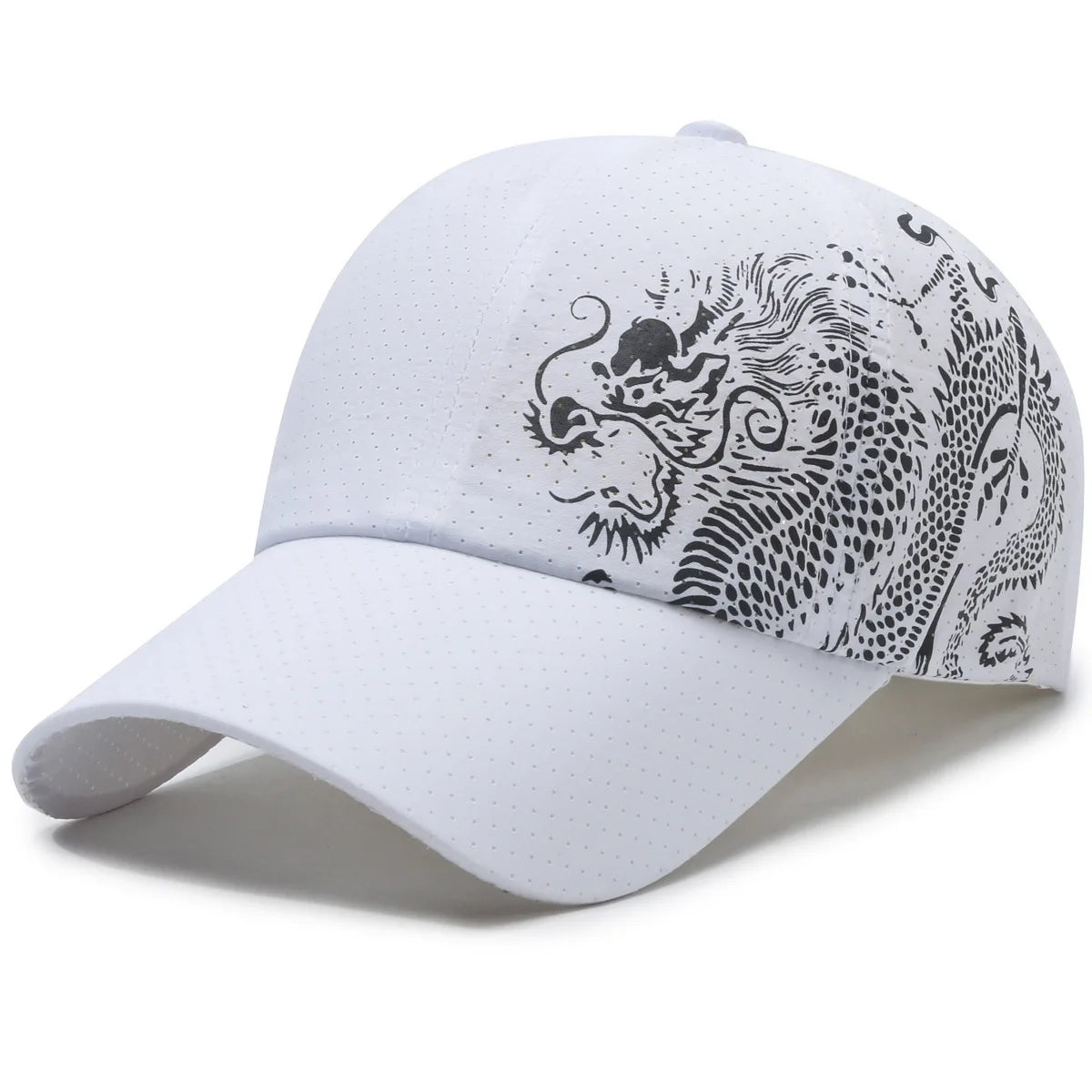 Casquette de baseball à imprimé dragon, casquette de sport d'été pour la protection solaire en extérieur à séchage rapide, casquette à visière plate décontractée pour homme et femme