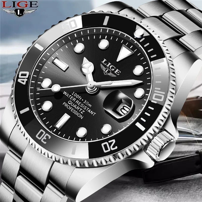 LIGE Herrenuhr – Quarz-Chronograph, wasserdicht, lässiger und professioneller Stil, luxuriöses Modeaccessoire einer renommierten Marke.