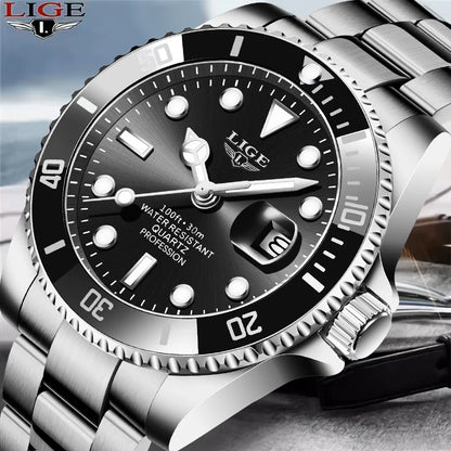 LIGE Herrenuhr – Quarz-Chronograph, wasserdicht, lässiger und professioneller Stil, luxuriöses Modeaccessoire einer renommierten Marke.