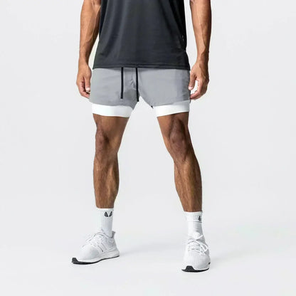 Dragon Ball Men's Double-layer Shorts Son Goku Summer Japanese Anime Fake Two-piece Sports Fitness Quick-drying Shorts, produit gaming premium Fraquane, équipement gamer