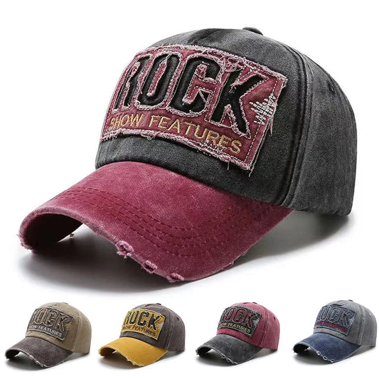 Laadukas ROCK-kirjailtu puuvillainen baseball-lippalakki miehille ja naisille, snapback-ulkourheiluun ja aurinkosuojaksi
