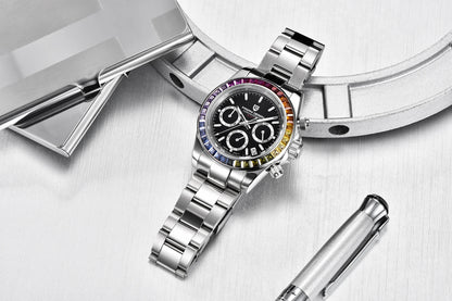 PAGANI DESIGN chronograafhorloge voor heren – Luxe quartz-polshorloge, verlicht en waterdicht.