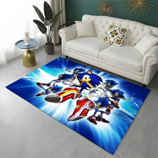 Classic Game S-Sonic Cartoon Non-Slip Area Rug for Living Room,Bedroom,Playroom,Soft Carpet Floor Mat Home Decor Rug Kids Room