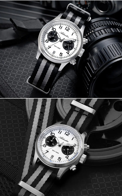 ADDIESDIVE 2025 neue Panda Eye Herrenuhr, Retro-Luxus, VK64 Quarzuhr für Herren, Sport-Chronograph, 100M wasserdicht, leuchtend