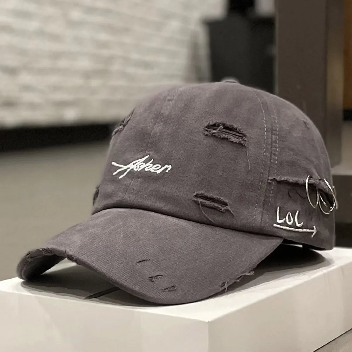 Unisex „Asher“ siuvinėjimas, su skylutėmis, metalinis žiedas, beisbolo kepurės, lauko, reguliuojamos, pavasario ir rudens, kasdienės, apsaugančios nuo saulės