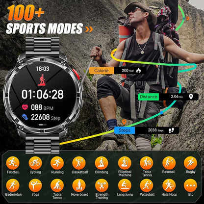 2026 T-Rex 3 Style Smartwatch for Men  1100mAh Battery, GPS, 10ATM Waterproof, Bluetooth Calling & Sports Tracker