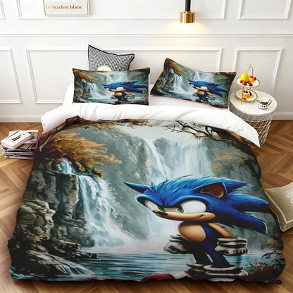 Sonic Duvet Cover for Kids Cool Bedding Set, Duvet Cover for Bedroom Decor Soft and ComfortableTwin, Double, Queen, and King