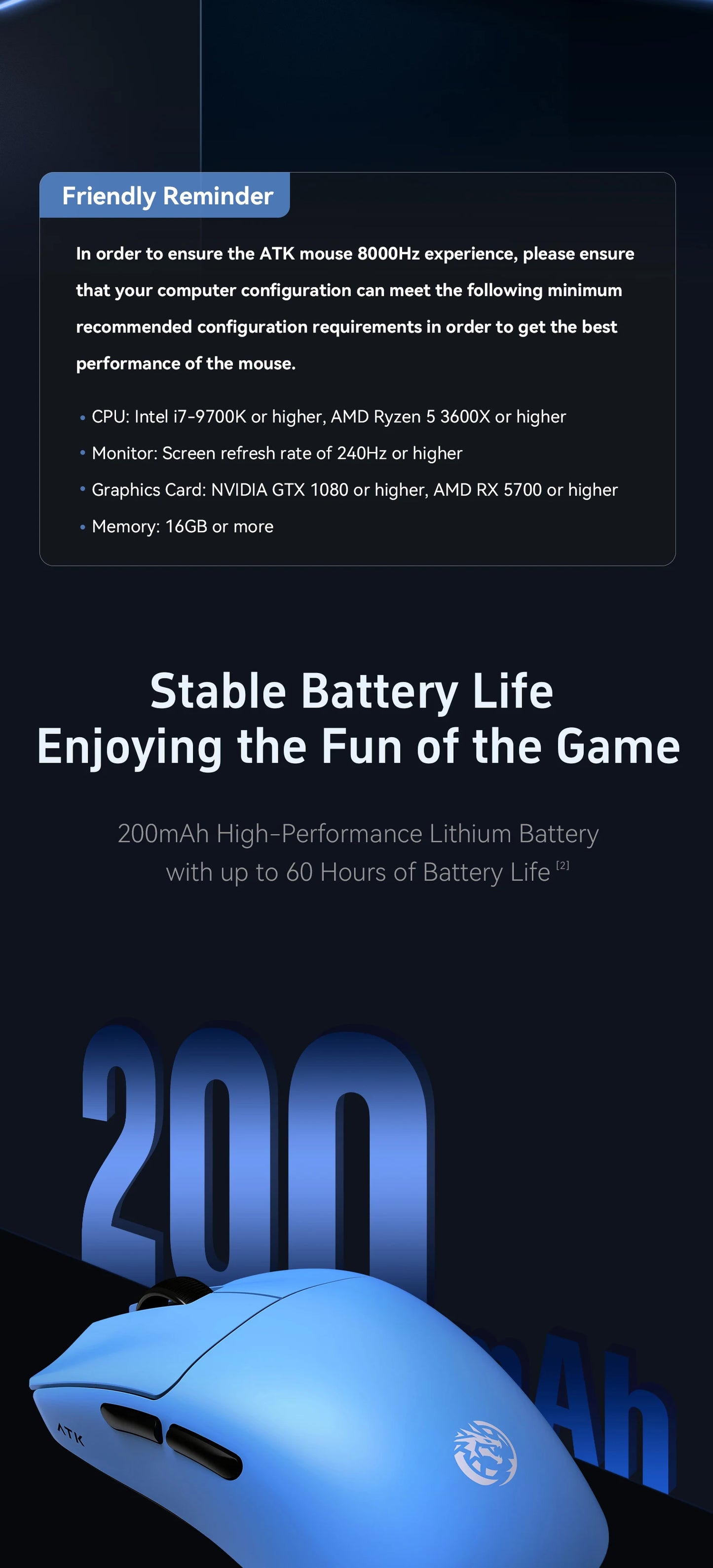 ATK BlazingSky F1 Extreme kabellose Gaming-Maus PAW3950 Ultra Dual-Mode 8000Hz 35g leichte E-Sports-FPS-Maus