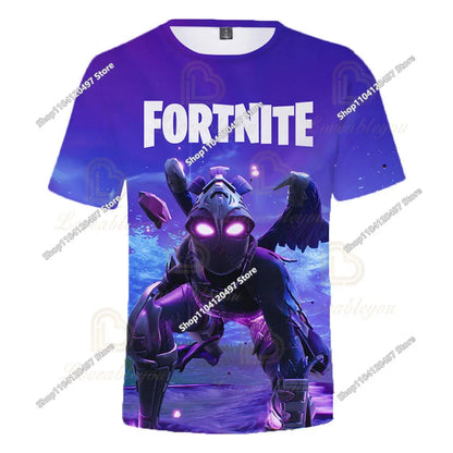 T-shirt de Verão para Criança Battle Royale Fortnite Hero Victory 3D — T-shirt para Rapazes, Raparigas e Bebés