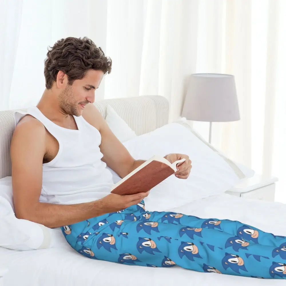 Custom Print Men's Soniced Pajama Pants Hedgehog Game Sleepwear Sleep Lounge Bottoms with Pockets