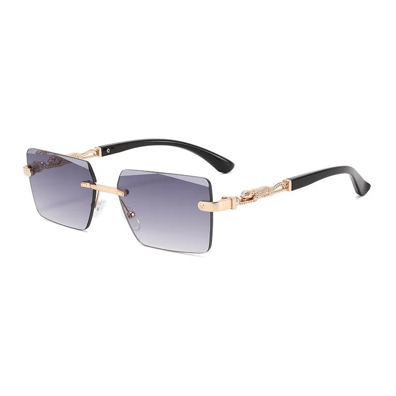 Occhiali da sole rettangolari senza montatura alla moda per donna e uomo, occhiali da sole di lusso, occhiali da sole quadrati per donna e uomo, occhiali da spiaggia e da viaggio