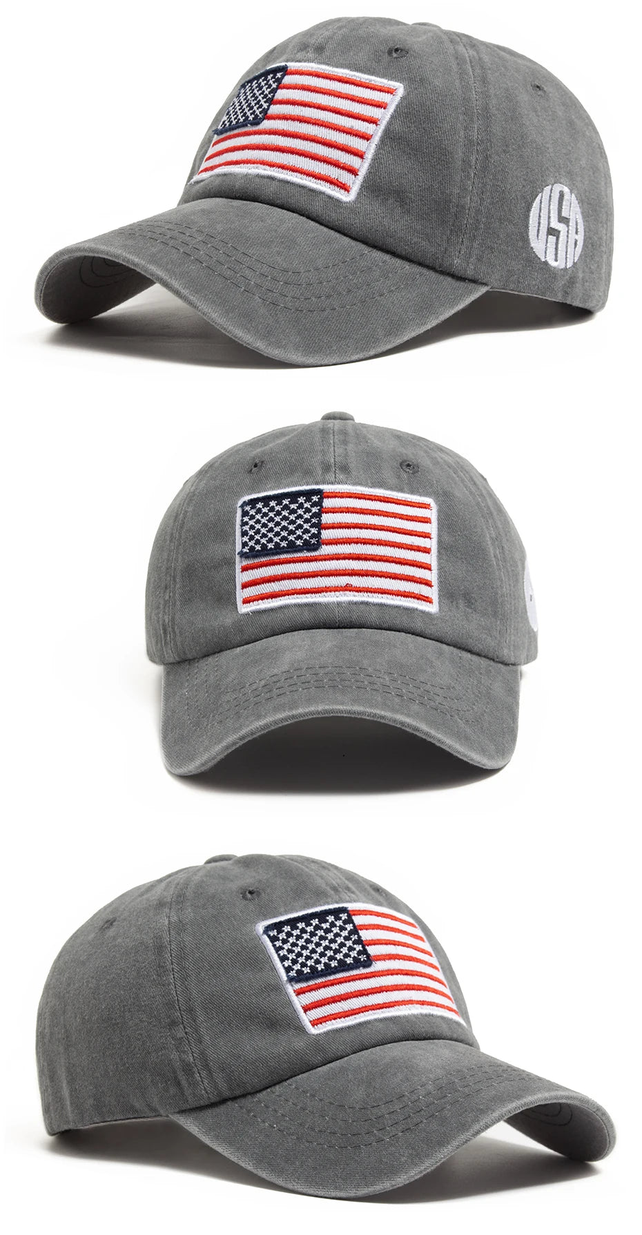 USA Flag Men's Baseball Cap Retro Embroidery Washed Cotton Dad Hats Fashion Women Hip Hop Caps Summer Outdoor Sun Visor Hat